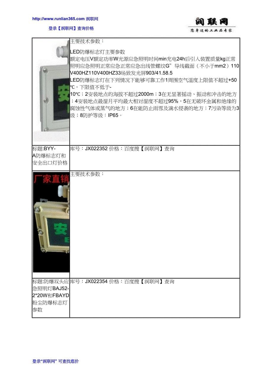 BYY安全出口防爆标志灯DC6V和220V照明应急两用灯价格_第5页