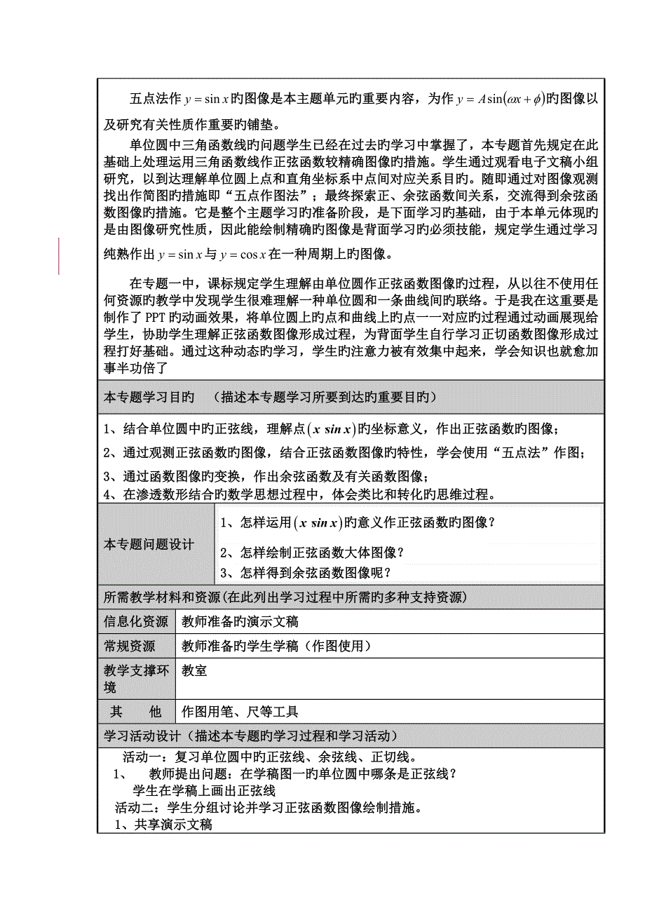 三角函数的图像和性质主题单元设计及思维导图_第3页