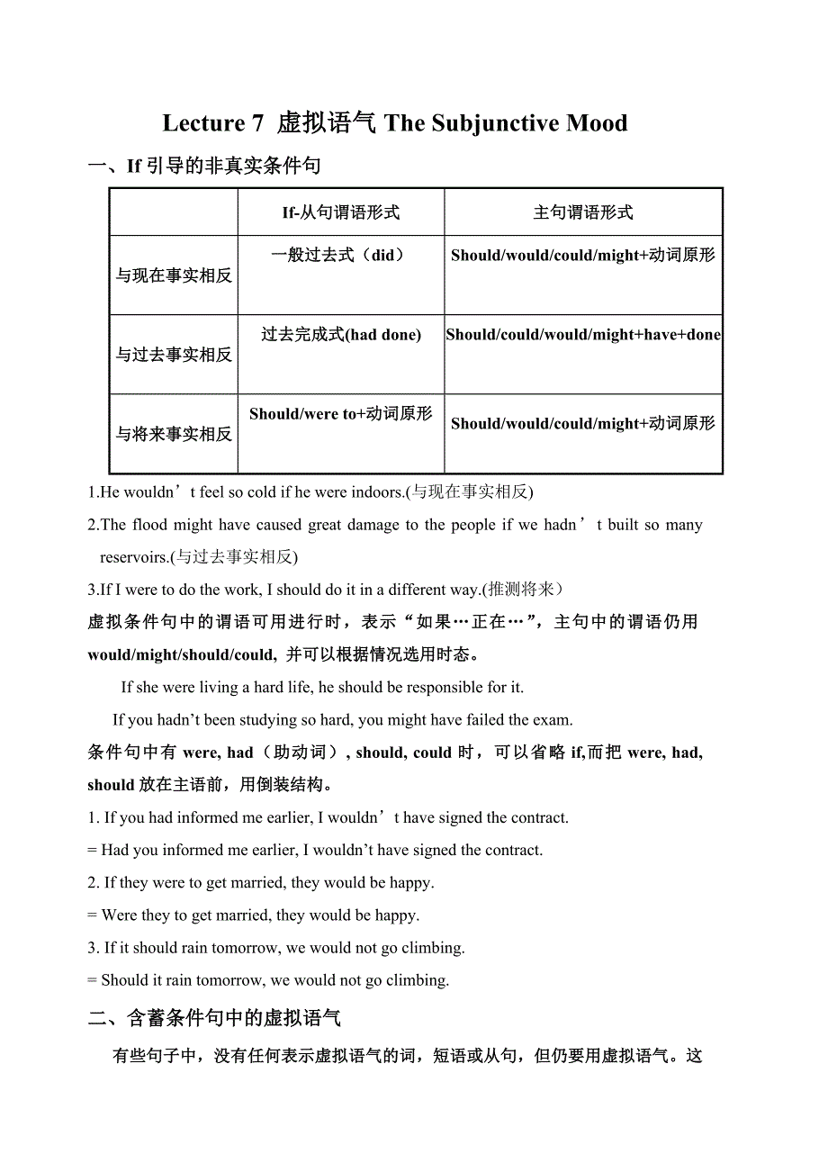 Lecture7虚拟语气教案_第1页