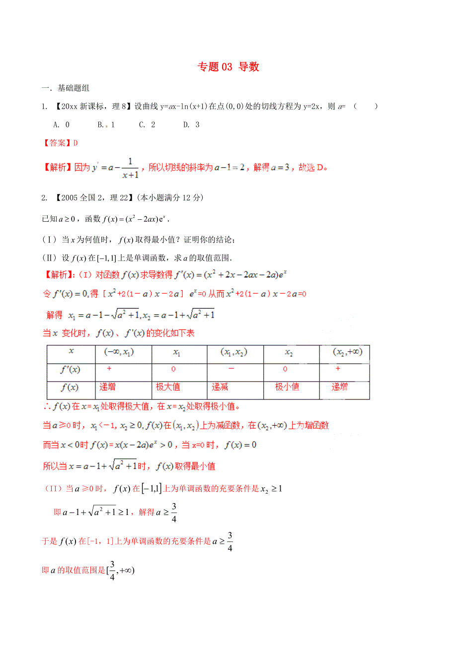 新编新课标Ⅱ版高考数学分项汇编 专题03 导数含解析理_第1页