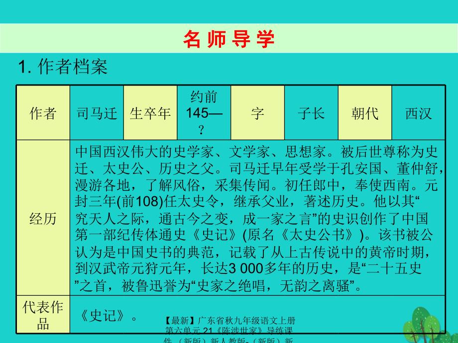 最新九年级语文上册第六单元21陈涉世家导练课件新人教版新人教版初中九年级上册语文课件_第2页