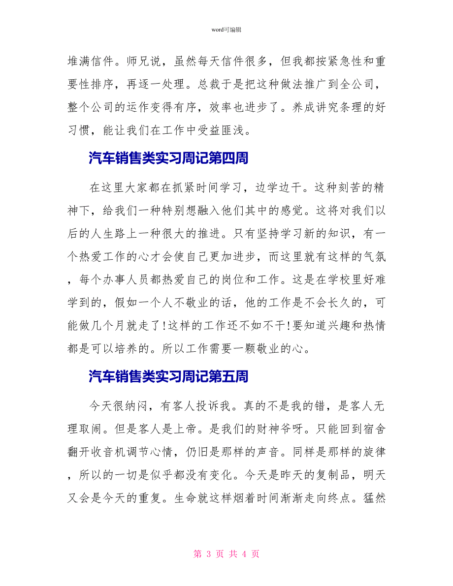 汽车销售类实习周记_第3页