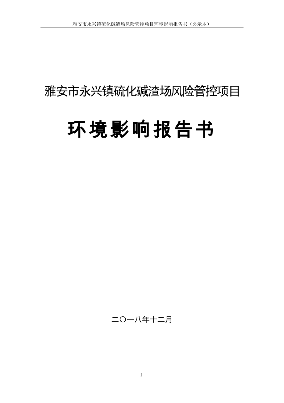 雅安市永兴镇硫化碱渣场风险管控项目环境影响报告书.doc