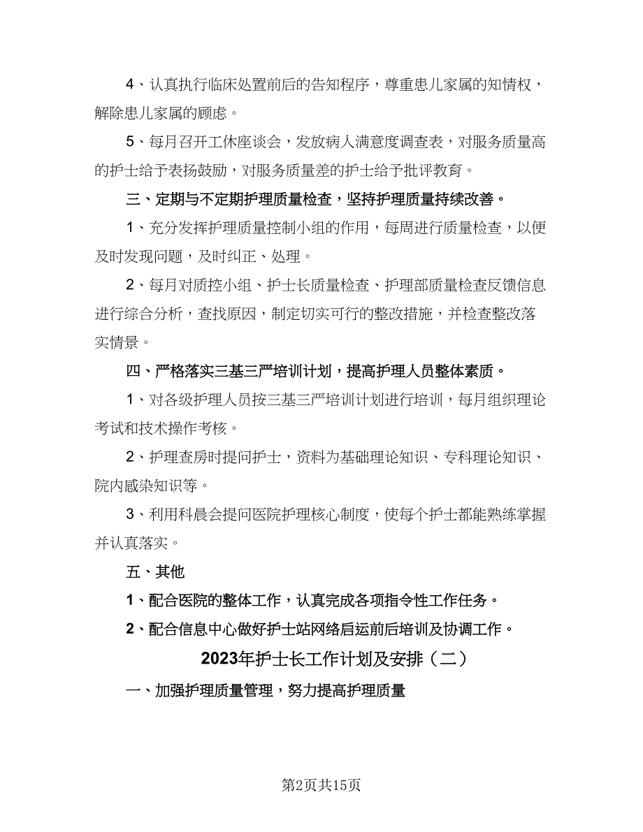 2023年护士长工作计划及安排（6篇）.doc_第2页