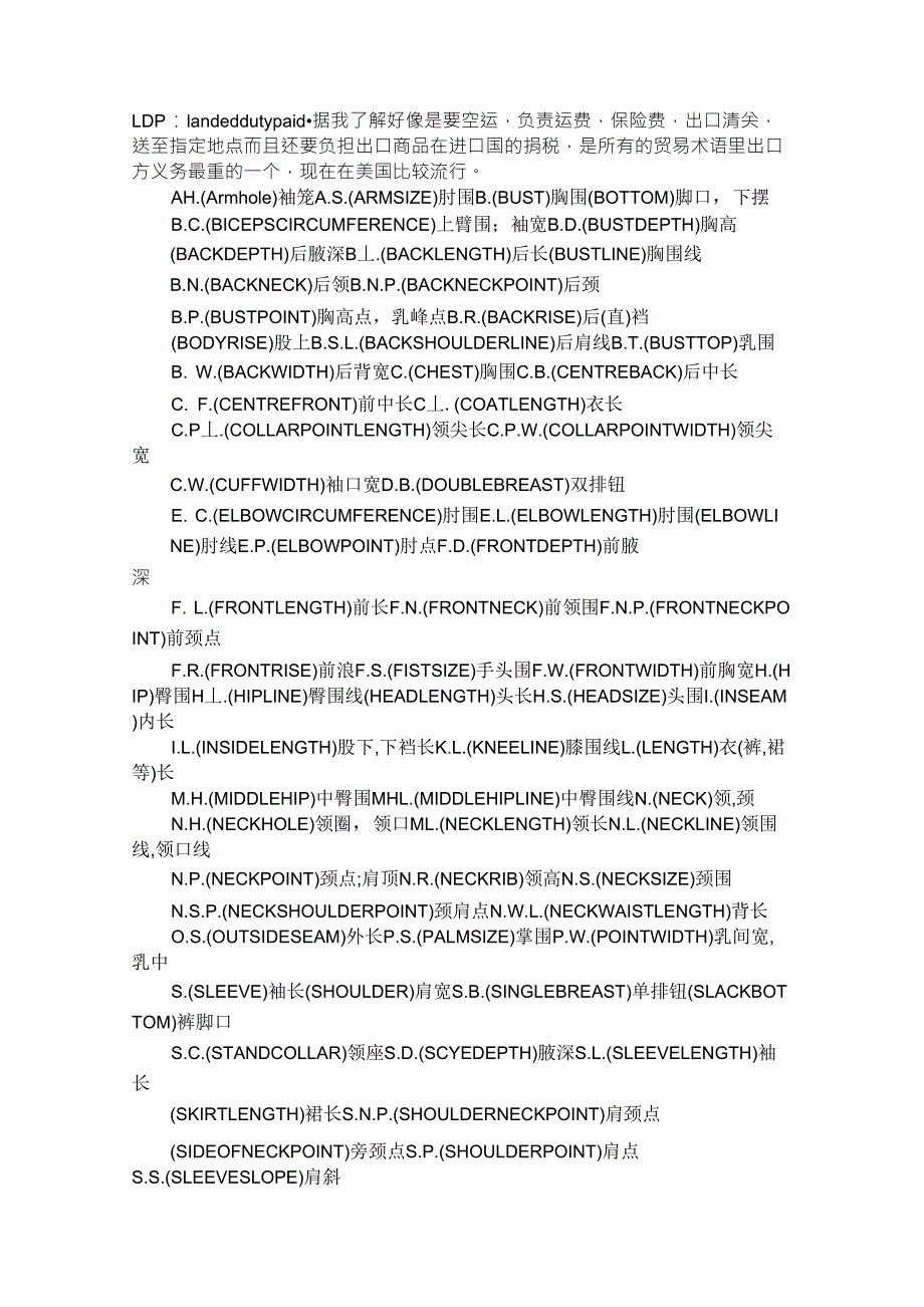服装设计专业术语_第1页