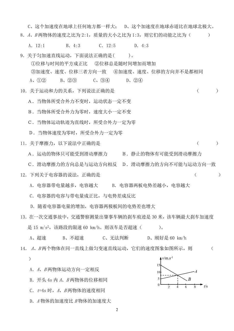 江苏省2010届高二物理学业水平测试模拟试卷（一）.doc_第2页