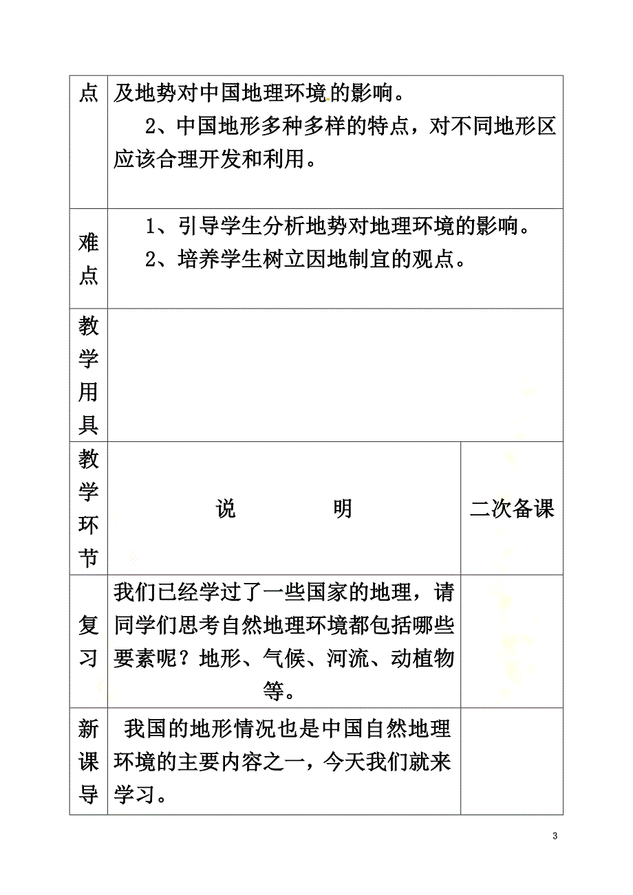 河北省邯郸市八年级地理上册第二章第一节中国的地形教案2（新版）湘教版_第3页