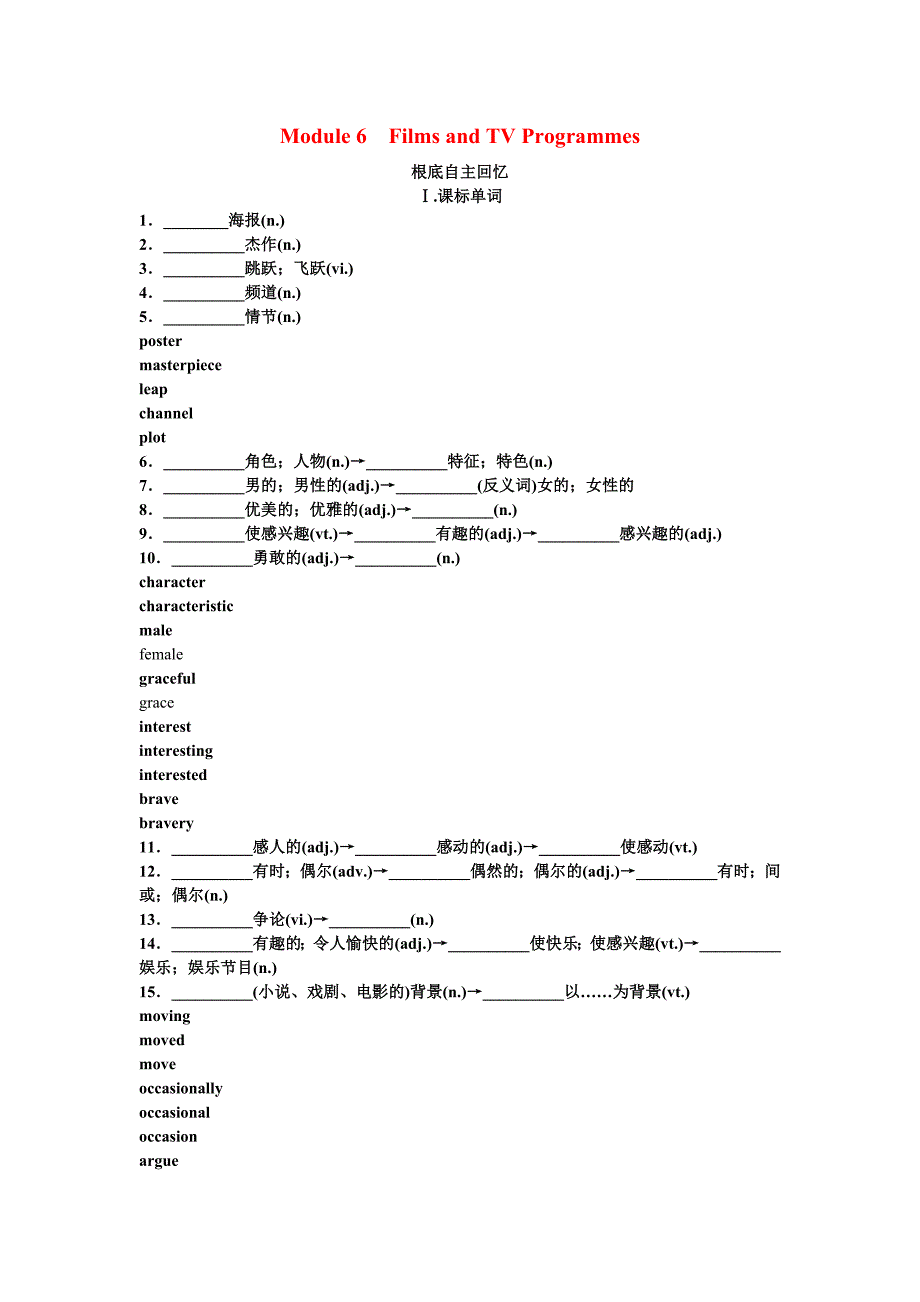 整理版高中英语Module6FilmsandTVProgrammes_第1页