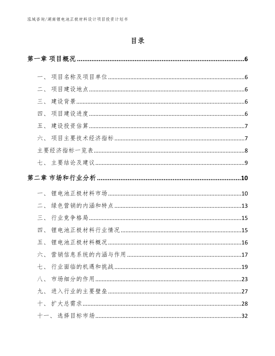 湖南锂电池正极材料设计项目投资计划书（模板）_第2页