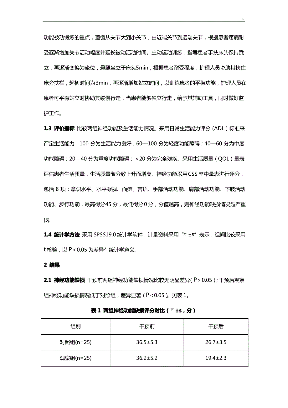 早期康复护理学干预对脑梗死患者生活能力及神经功能的影响_第3页