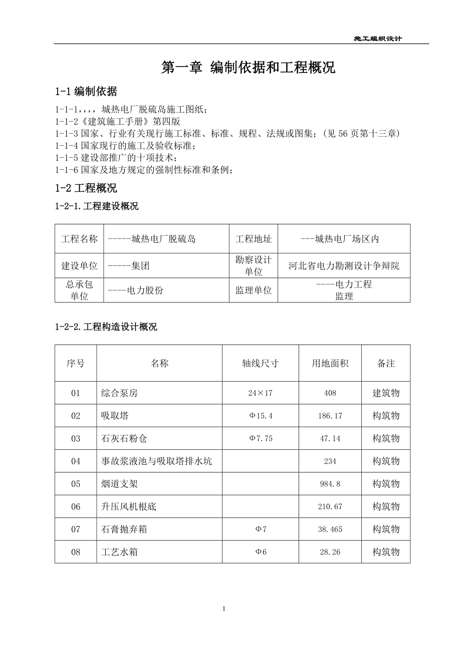 某热电厂脱硫岛施工组织设计方案.doc_第1页