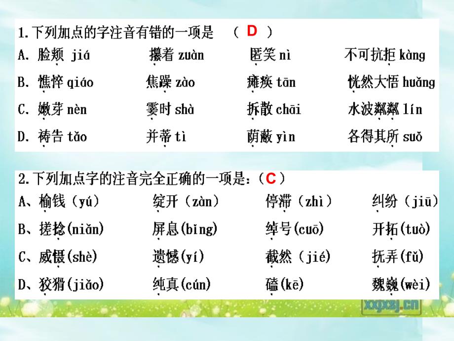 七年级上册-语文基础知识抢答竞赛题(字音字形诗词文学等知识汇编).._第3页