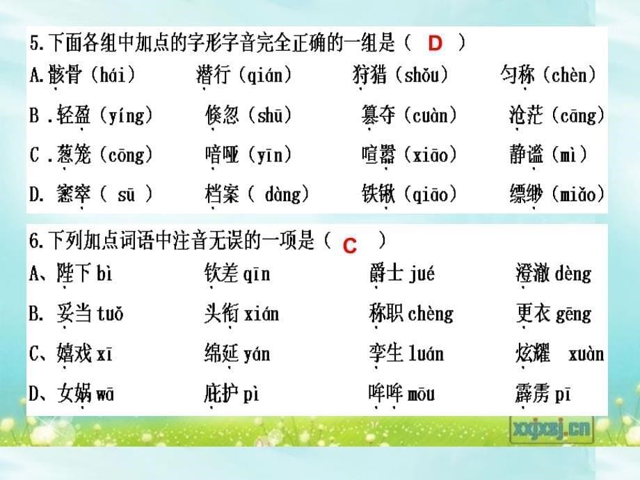 七年级上册-语文基础知识抢答竞赛题(字音字形诗词文学等知识汇编).._第5页