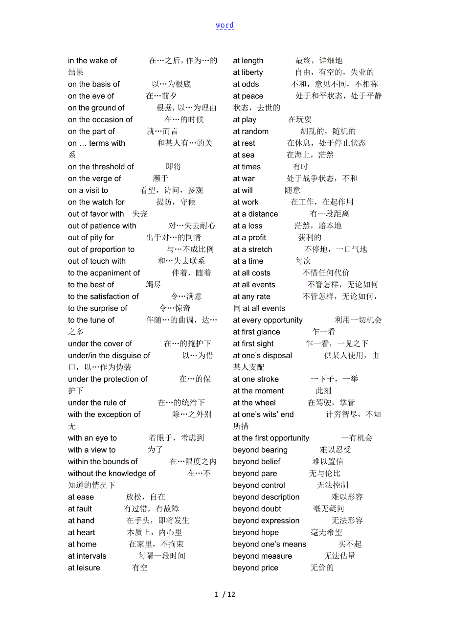 考研英语常用介词短语及搭配_第1页