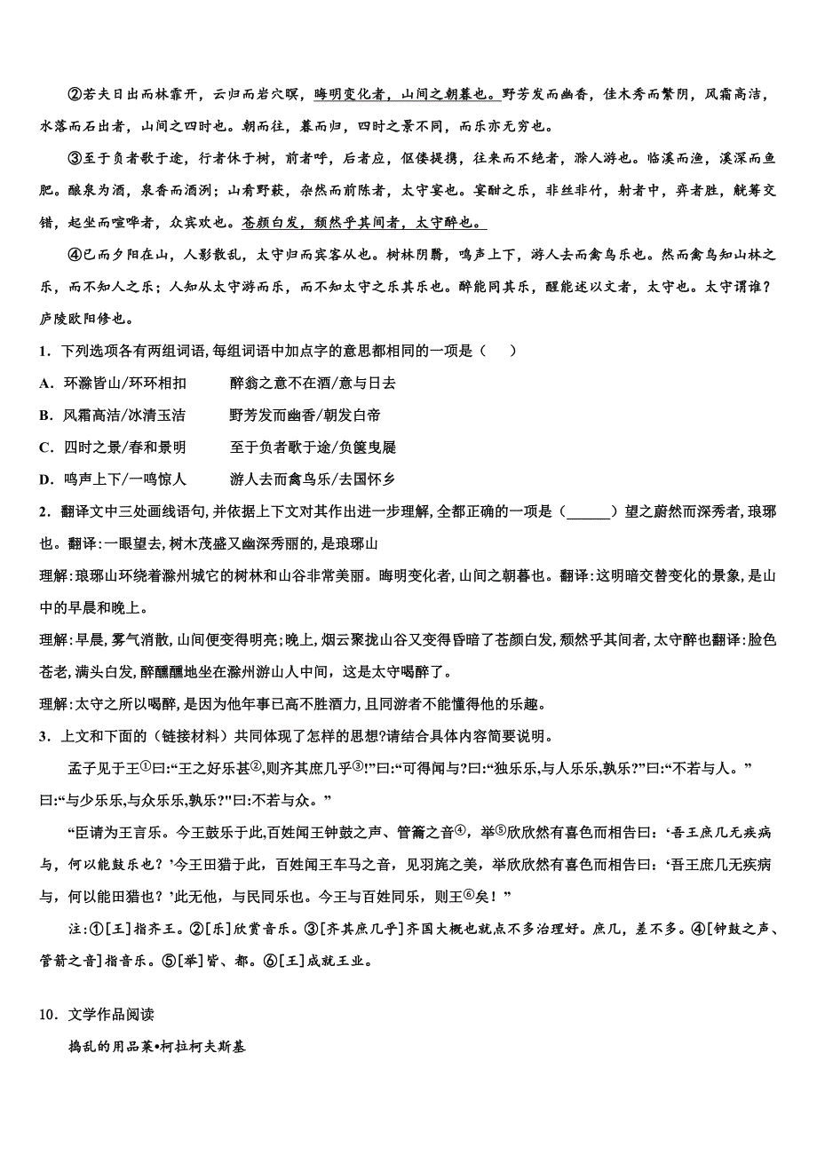 云南省盐津县达标名校2023年中考语文考试模拟冲刺卷(含答案解析）.doc_第4页