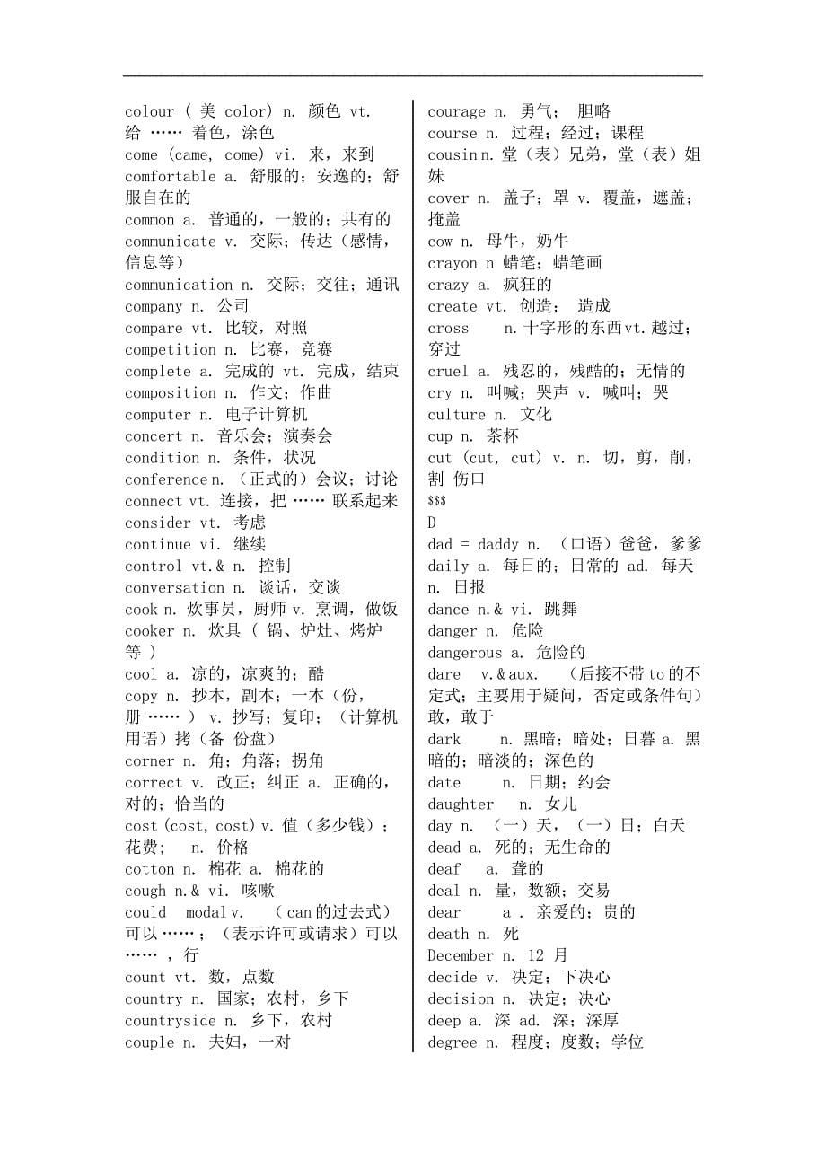 中考英语大纲词汇表_第5页