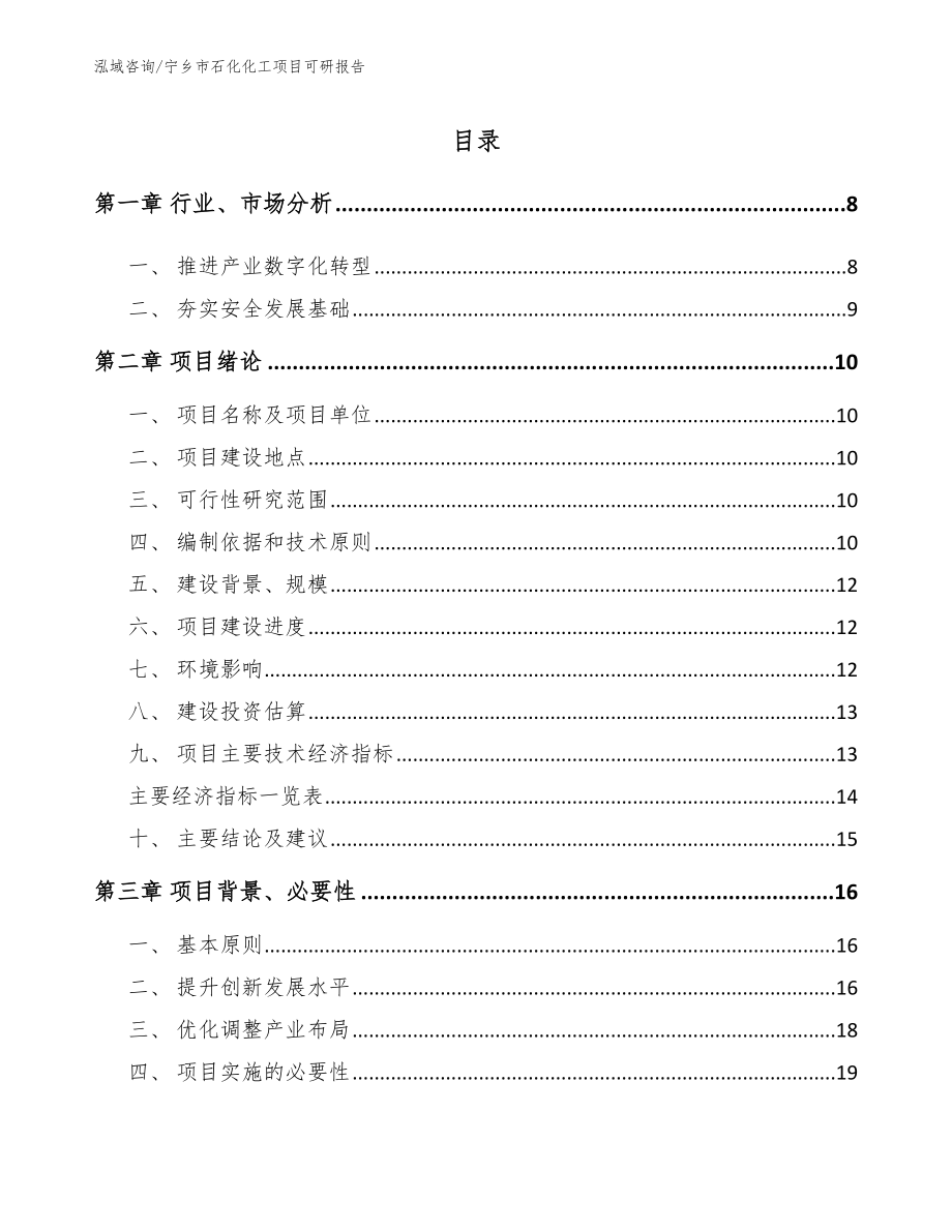 宁乡市石化化工项目可研报告【模板参考】_第1页