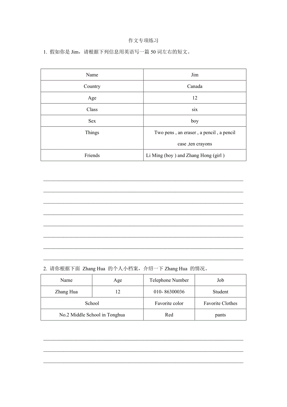 (完整版)初一英语作文练习_第1页