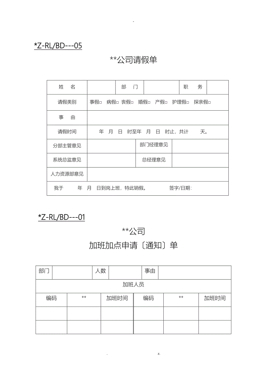 现代企业人事管理表格_第1页