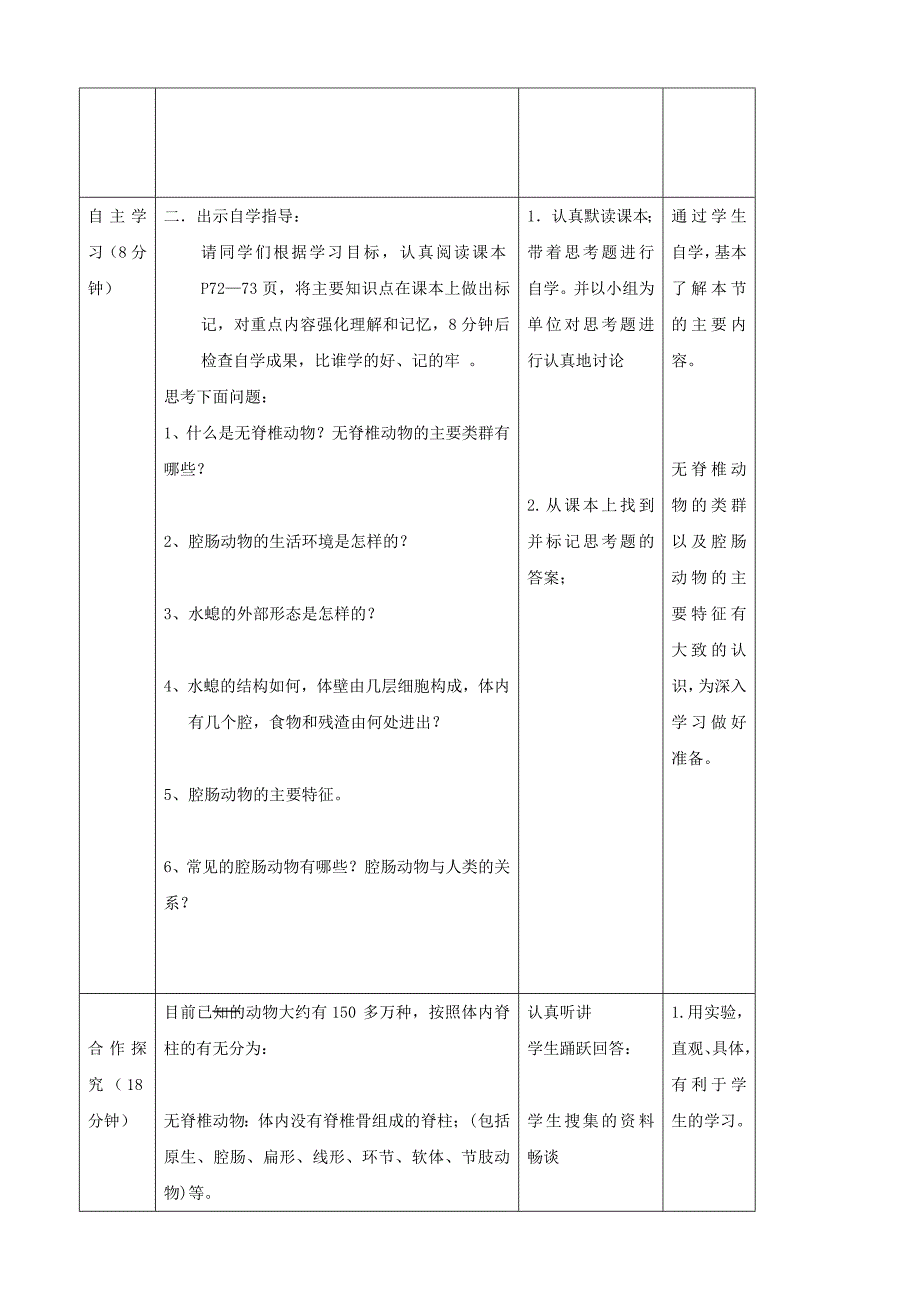 无脊椎动物的主要类群教案1.doc_第2页