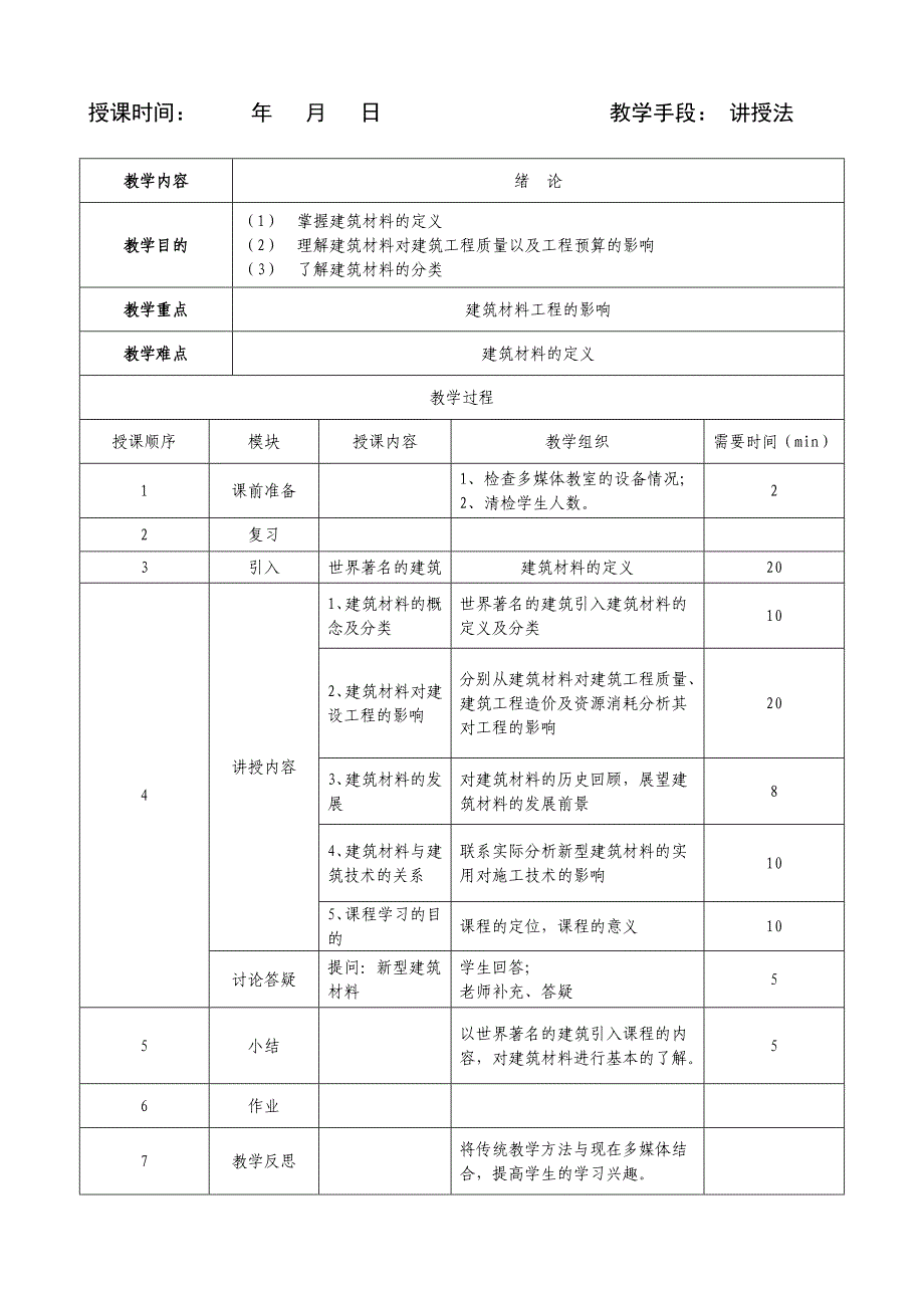 《建筑材料》教学设计教案_第2页