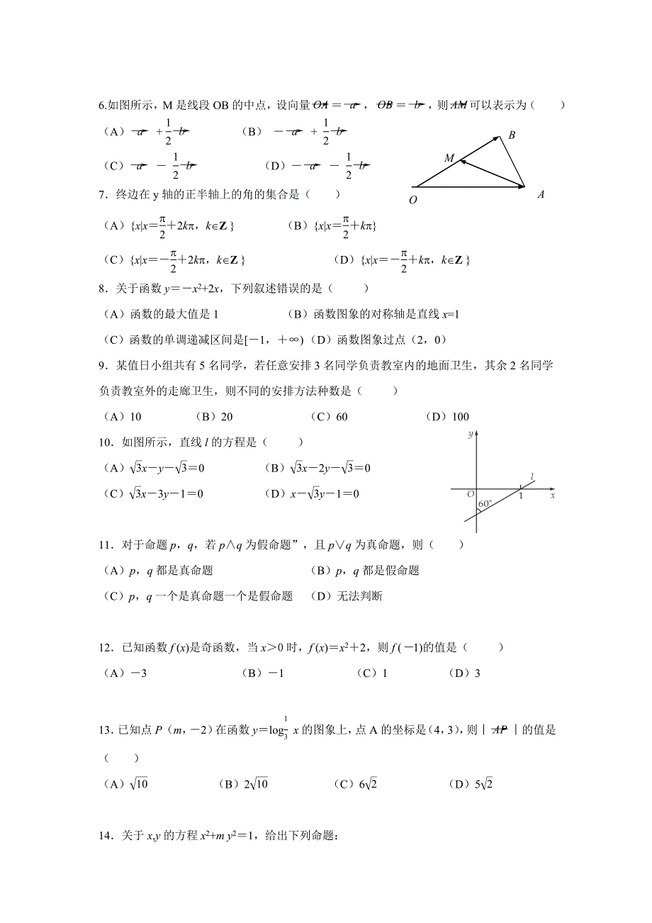 山东春季高考数学试题及详解答案_第2页