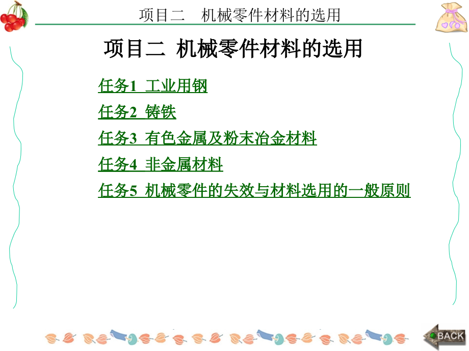 金属材料及机械制造工艺项目二机械零件材料的选用_第1页