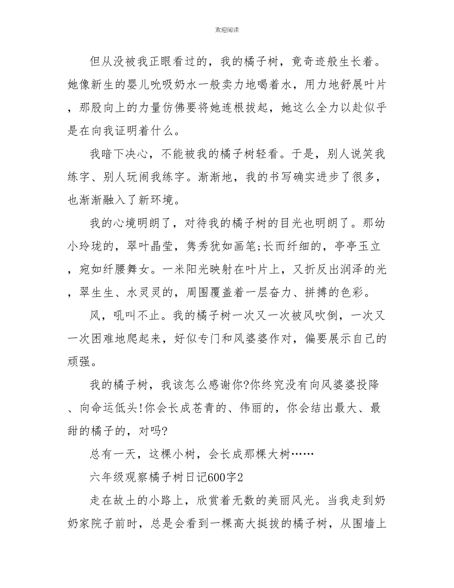 六年级观察橘子树日记600字_第2页