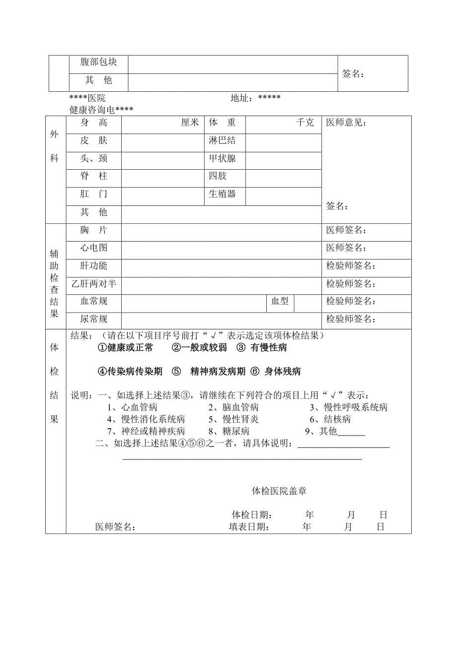 人民医院健康体检表全面版3_第5页