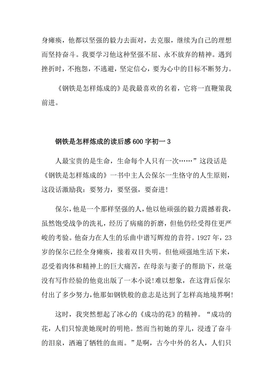 钢铁是怎样炼成的读后感600字初一范文_第4页