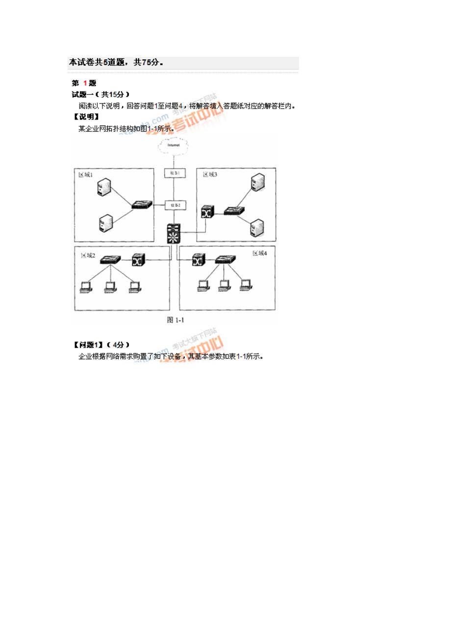 下半年软考网络工程师考试下午试题_第1页