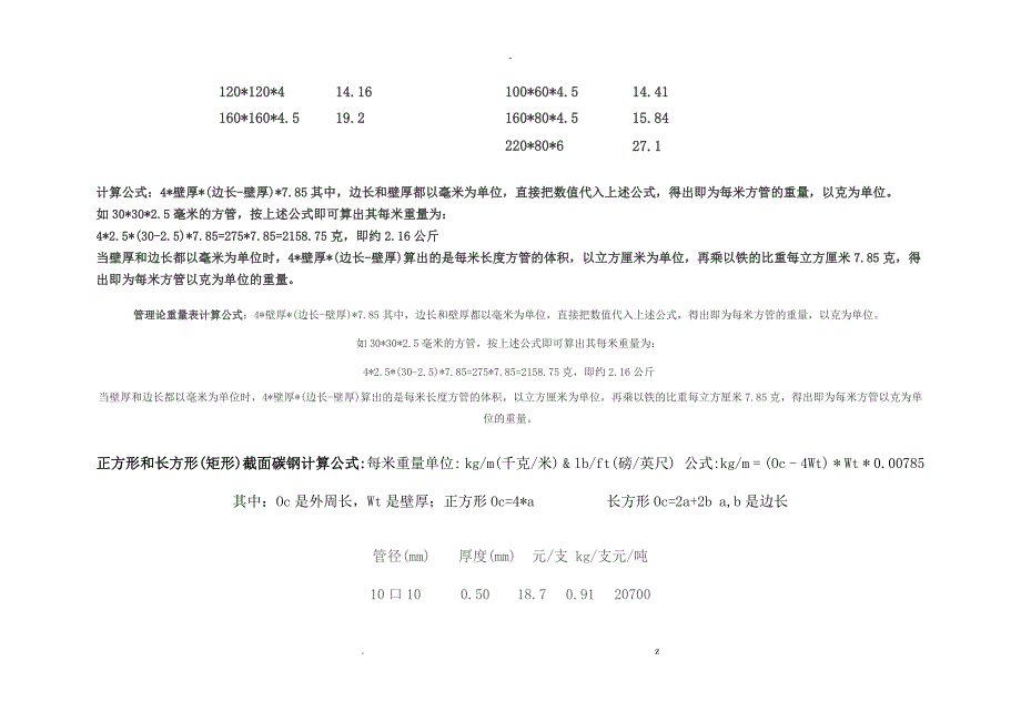 方管理论重量表、计算公式1_第2页