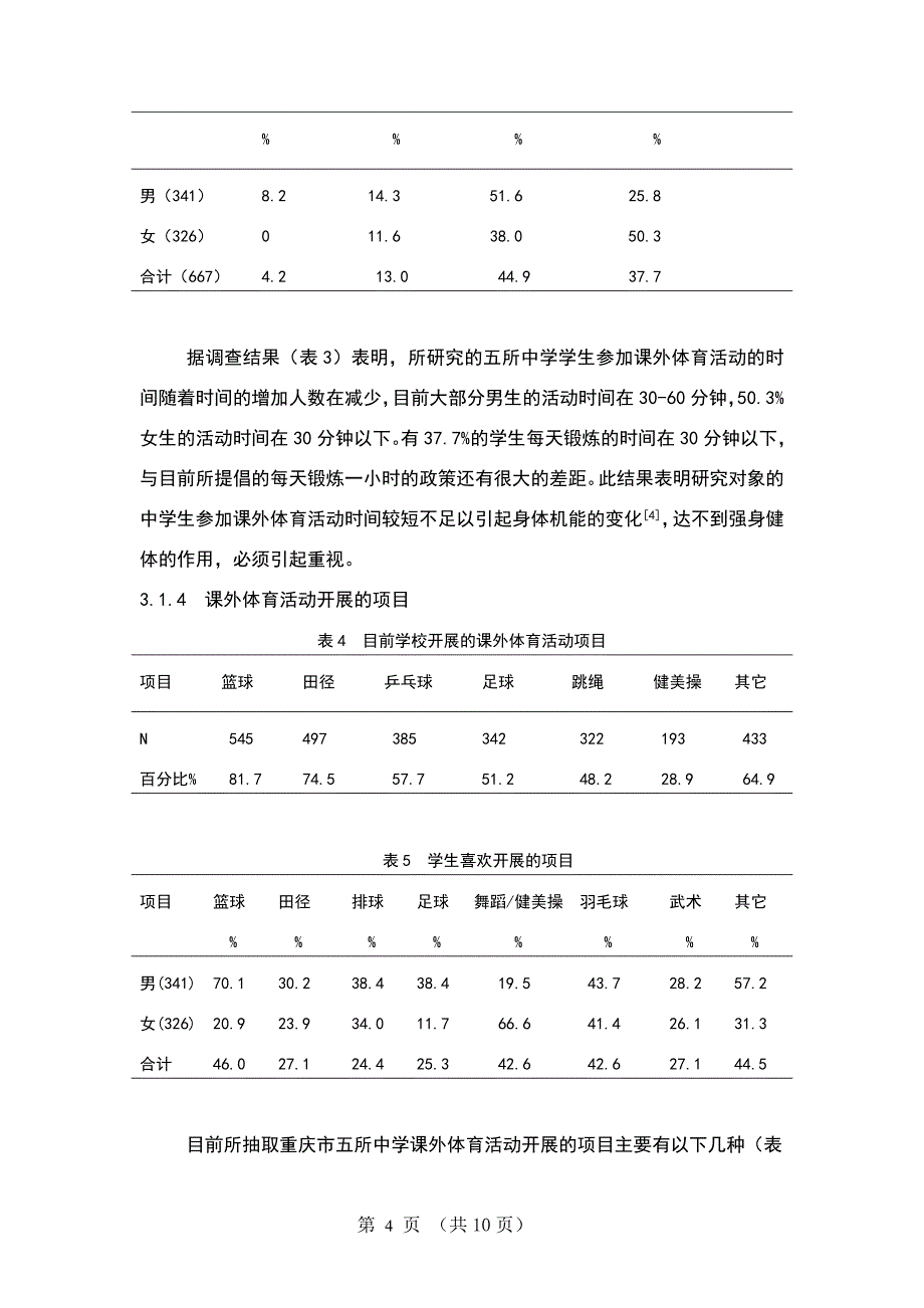 重庆市部分中学课外体育活动现状及对策毕业论文.doc_第4页