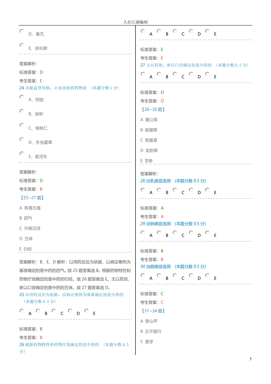 中药学专业知识一-仿真试卷(四).doc_第5页