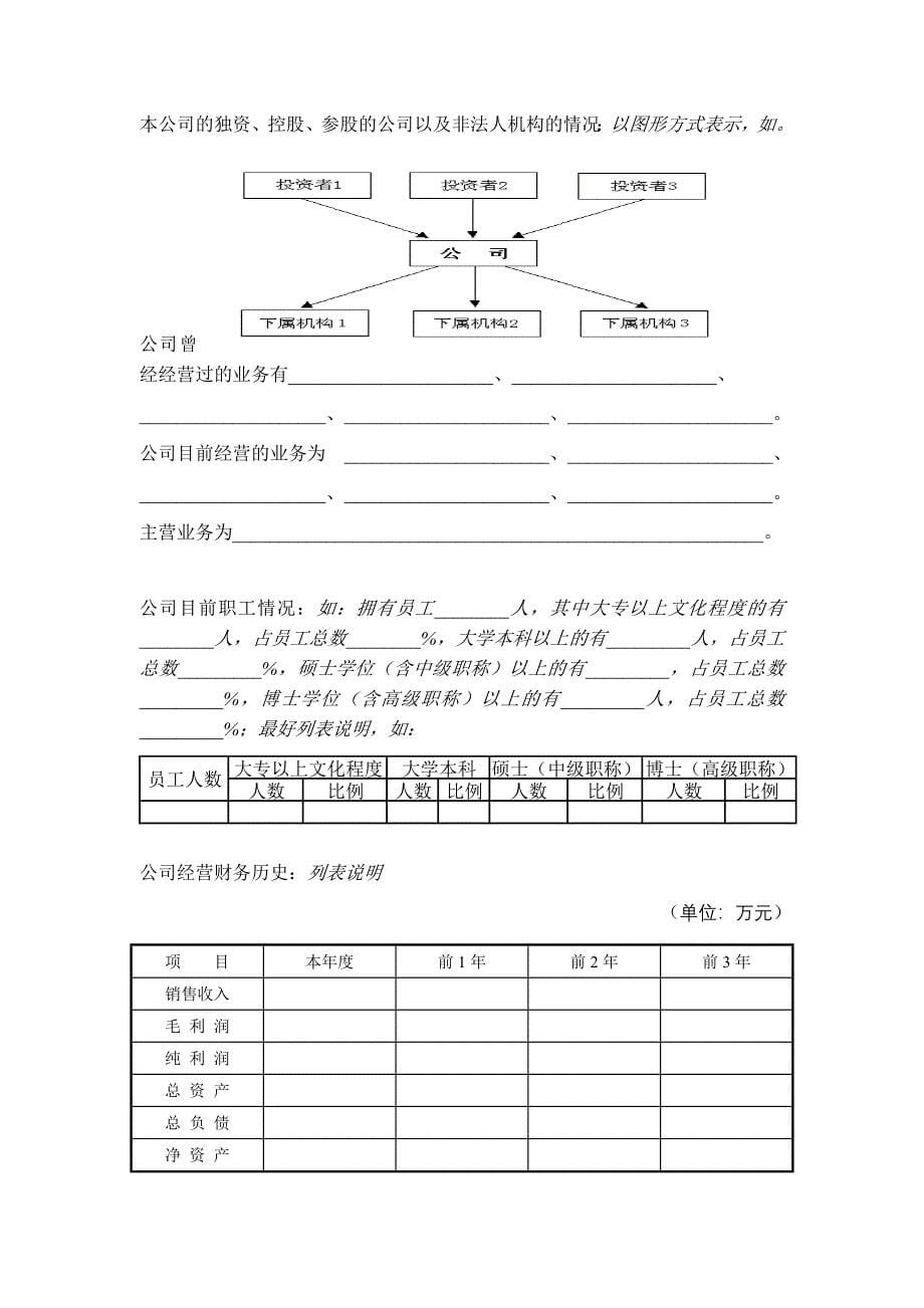 创业投资公司商业计划书范本_第5页