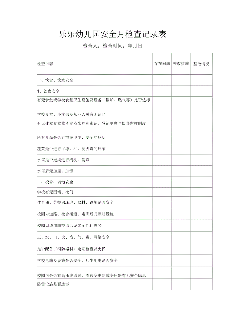 幼儿园教育校园及周边治安情况台账_第4页