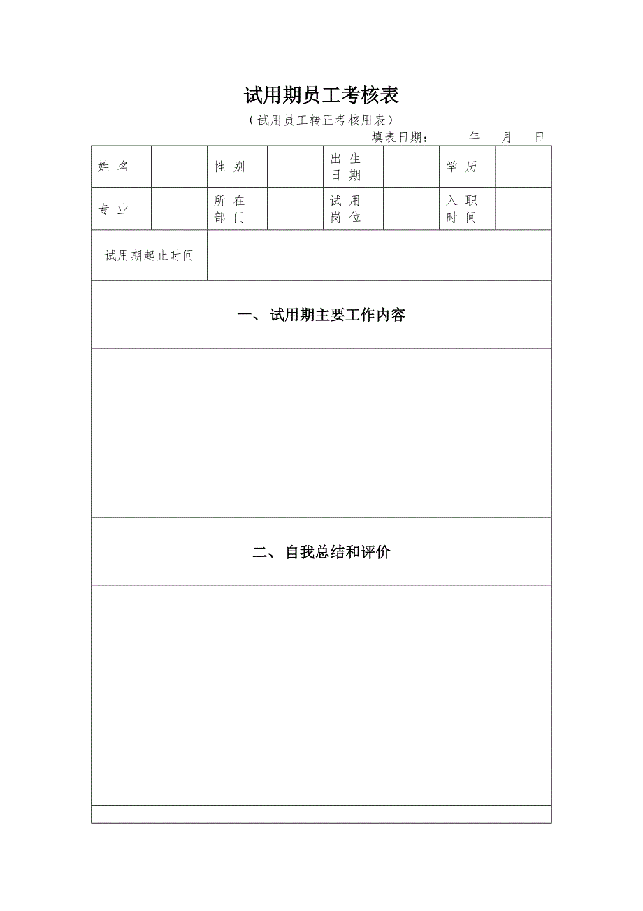 试用期员工考核表最新文档_第2页