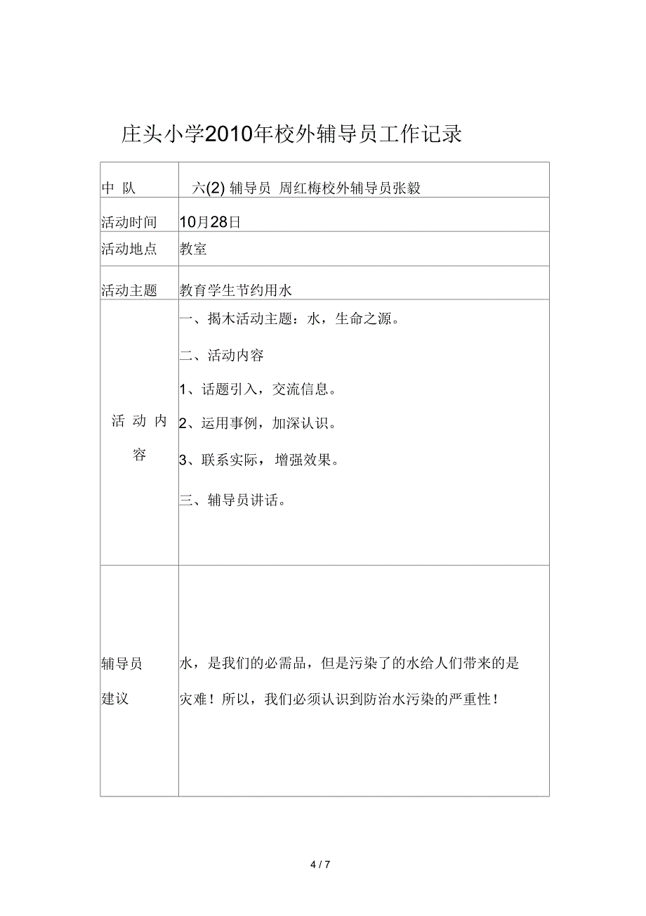 庄头小学校外辅导员工作记录_第4页