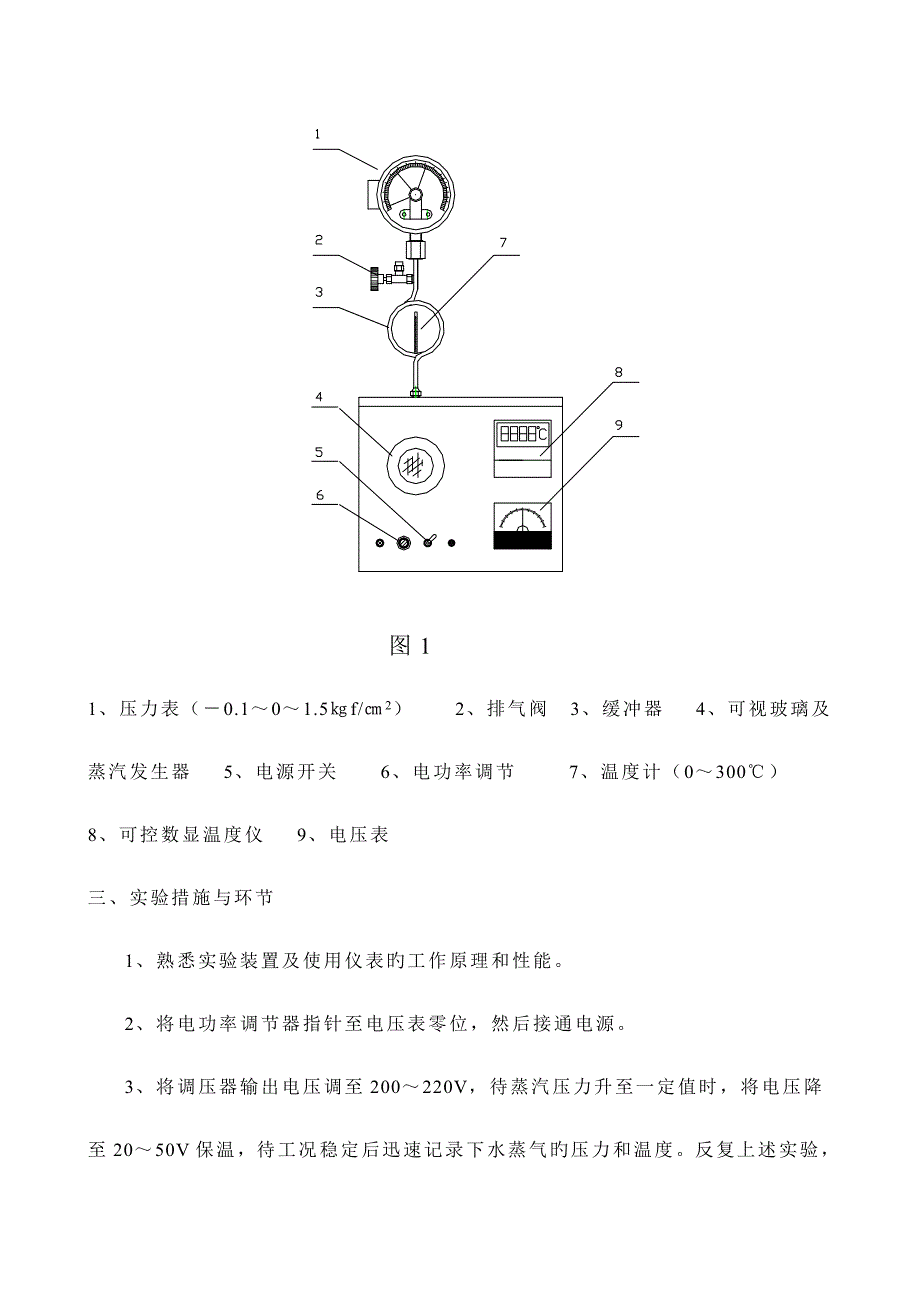 饱和蒸汽pT关系测试实验装置试验基础指导书_第3页