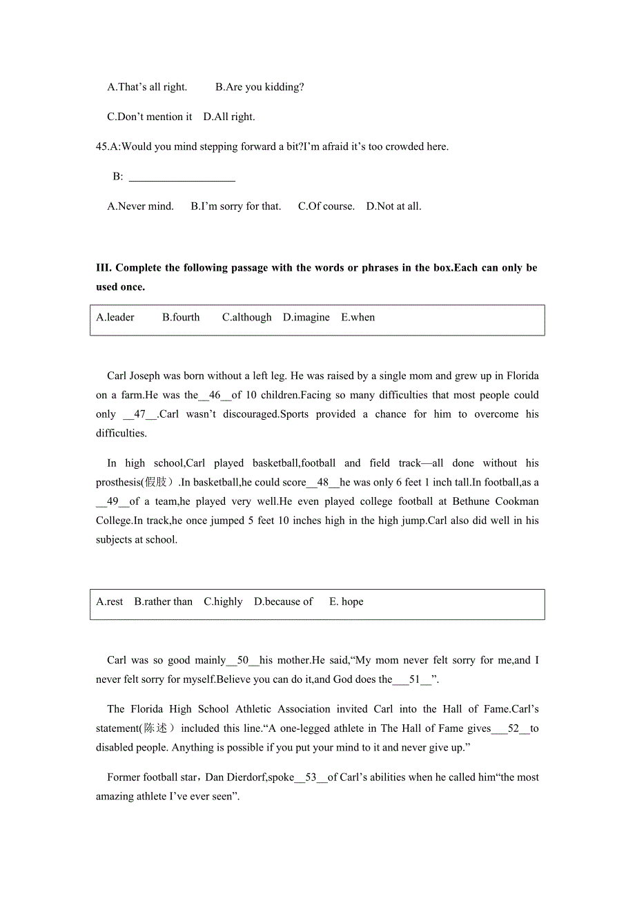 上海市徐汇区初三英语一模试卷含答案无听力部分_第3页