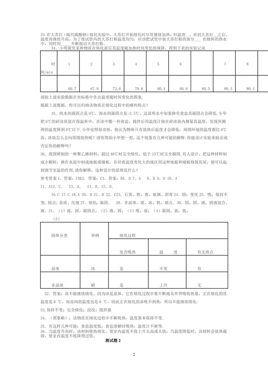 (人教版)4.2--熔化和凝固练习题及答案.doc_第2页