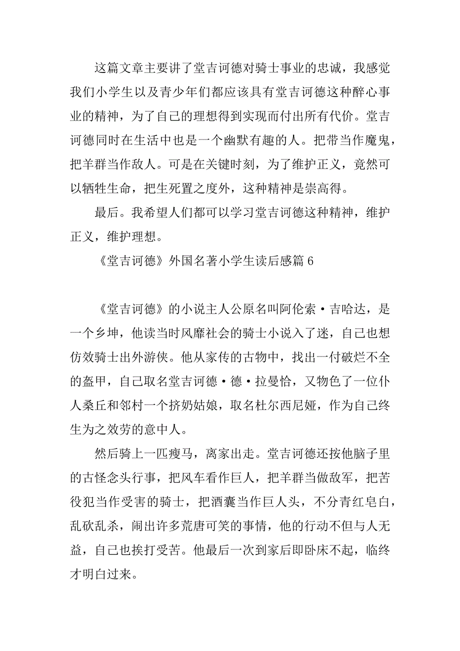 2023年《堂吉诃德》外国名著小学生读后感_第4页