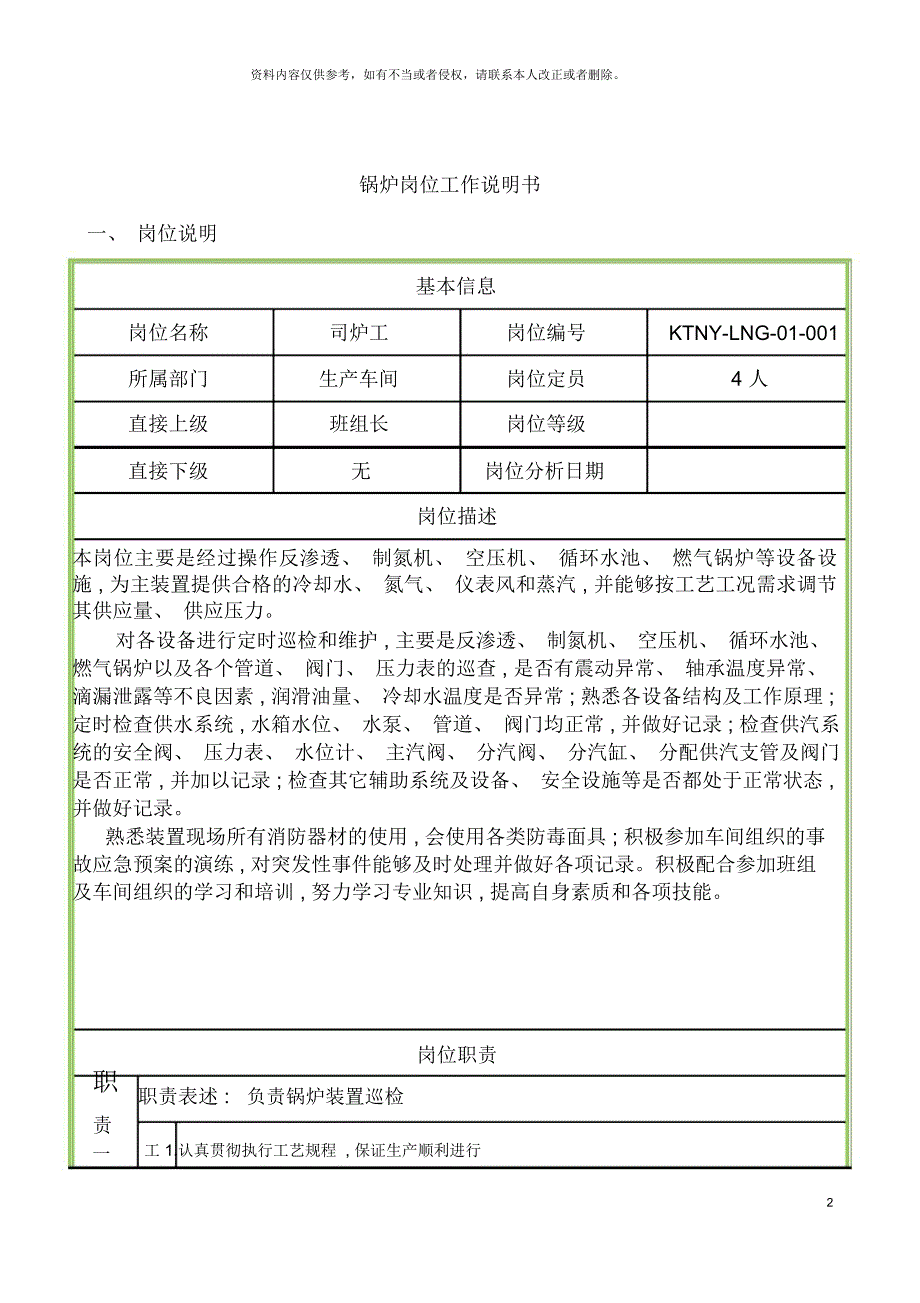 锅炉岗位工作说明书_第2页