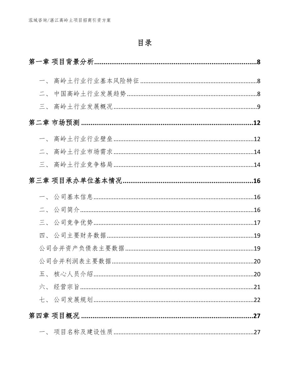 湛江高岭土项目招商引资方案_模板范文_第2页