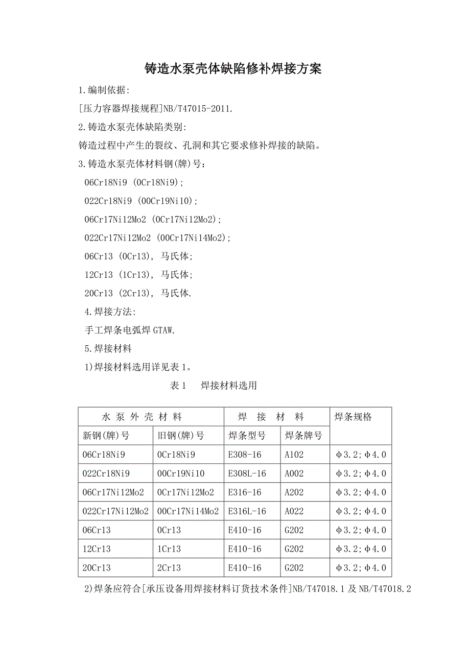 铸造水泵外壳缺陷返修方案.doc_第1页