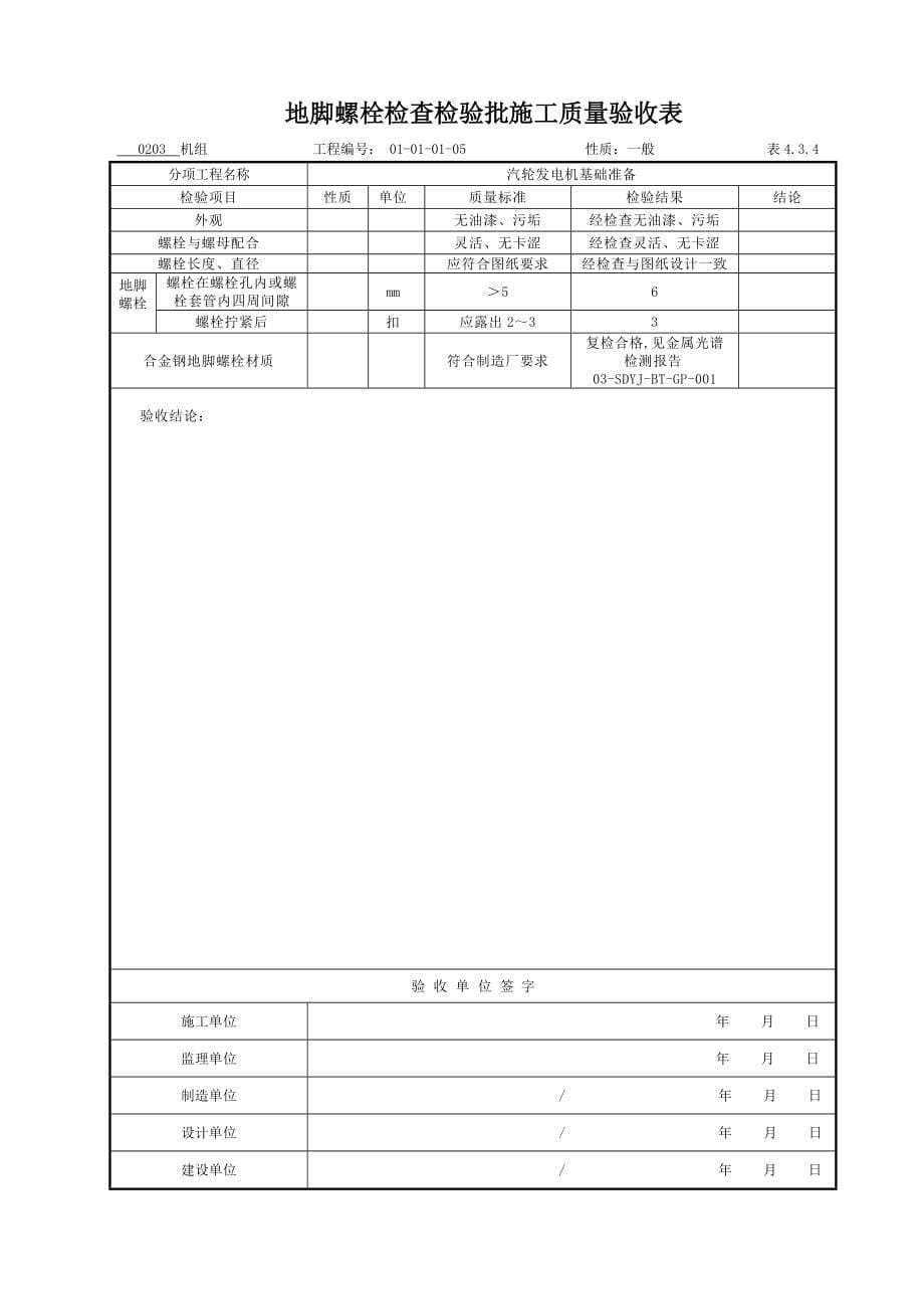 汽机本体检验批汇总_第5页