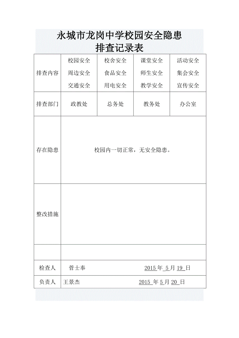 校园安全隐患排查记录表_第3页