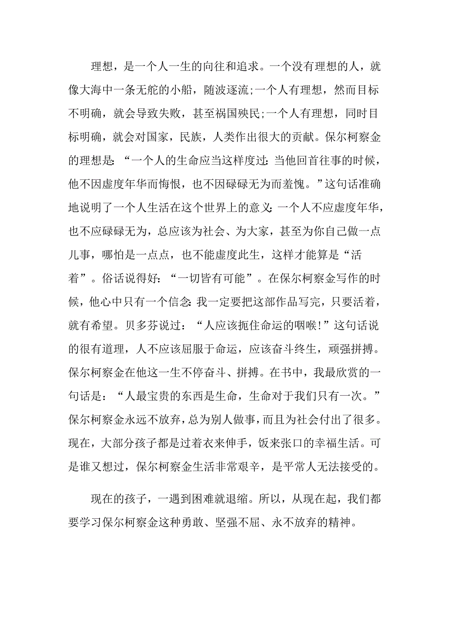 钢铁是怎样炼成的读后感400字5篇_第4页