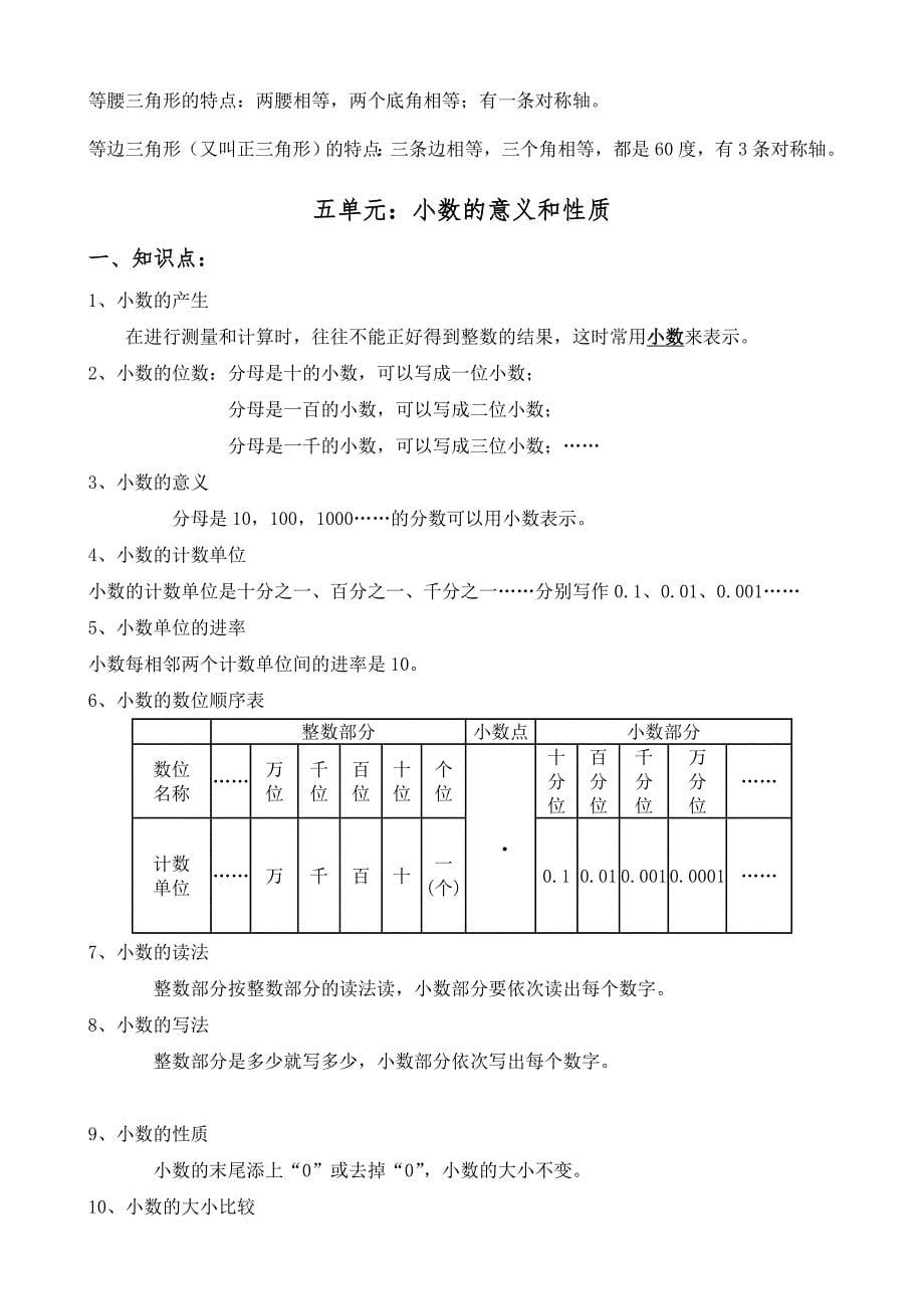 西师版数学四年级下册知识点(精排)_第5页