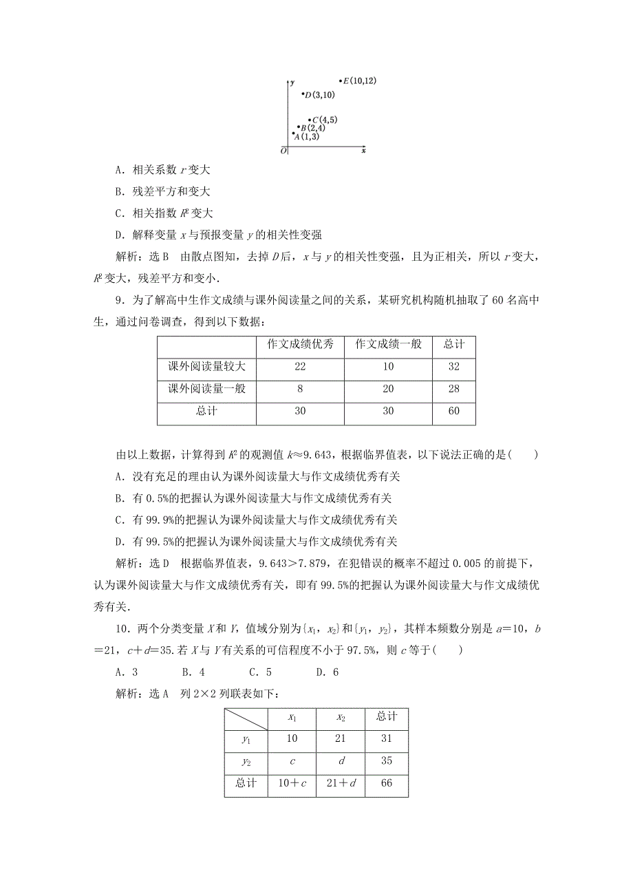 人教版 高中数学【选修 21】第一章统计案例阶段质量检测_第3页